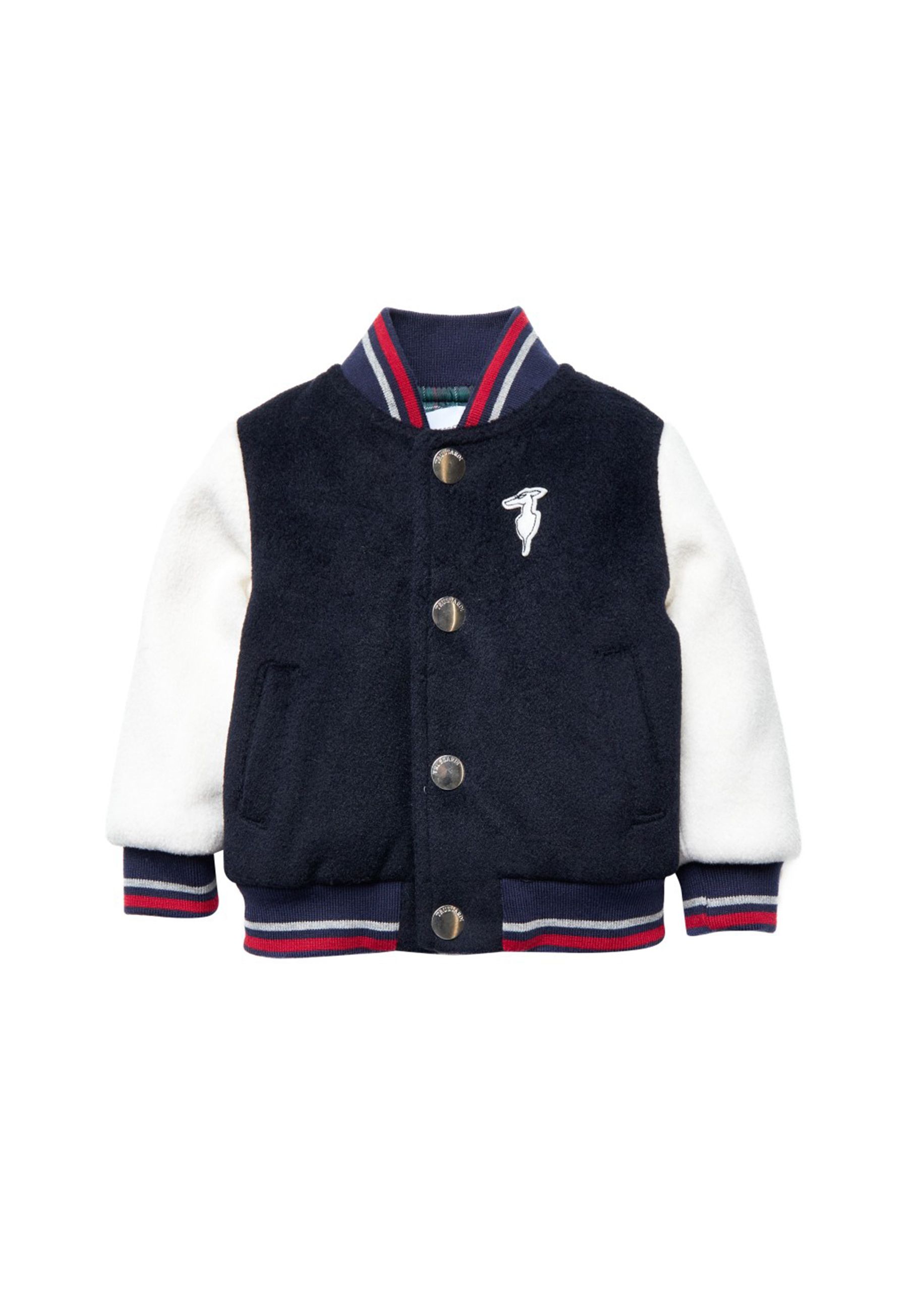 Giubbino bomber per neonati Blu Bianco college 