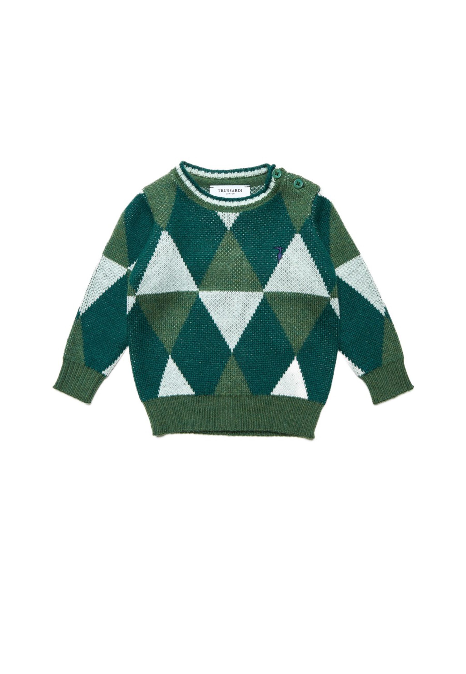 Maglia girocollo a rombi verde