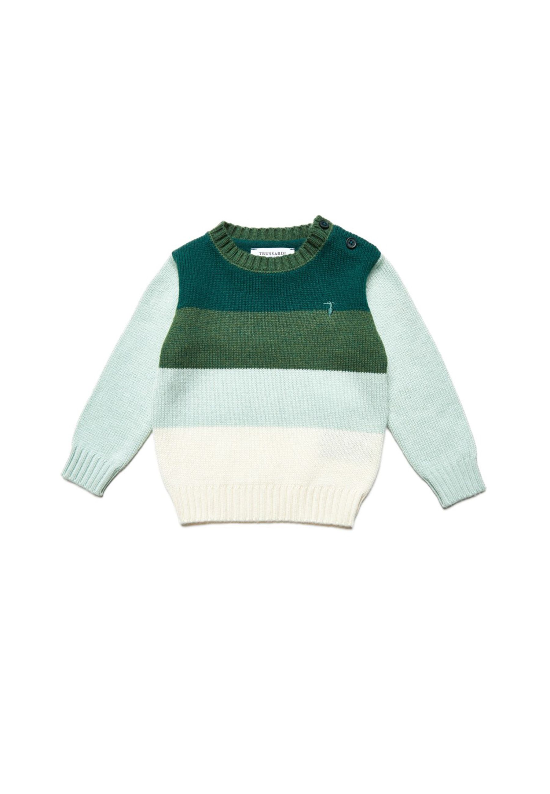 Maglia multicolor a righe per neonato con ricamo