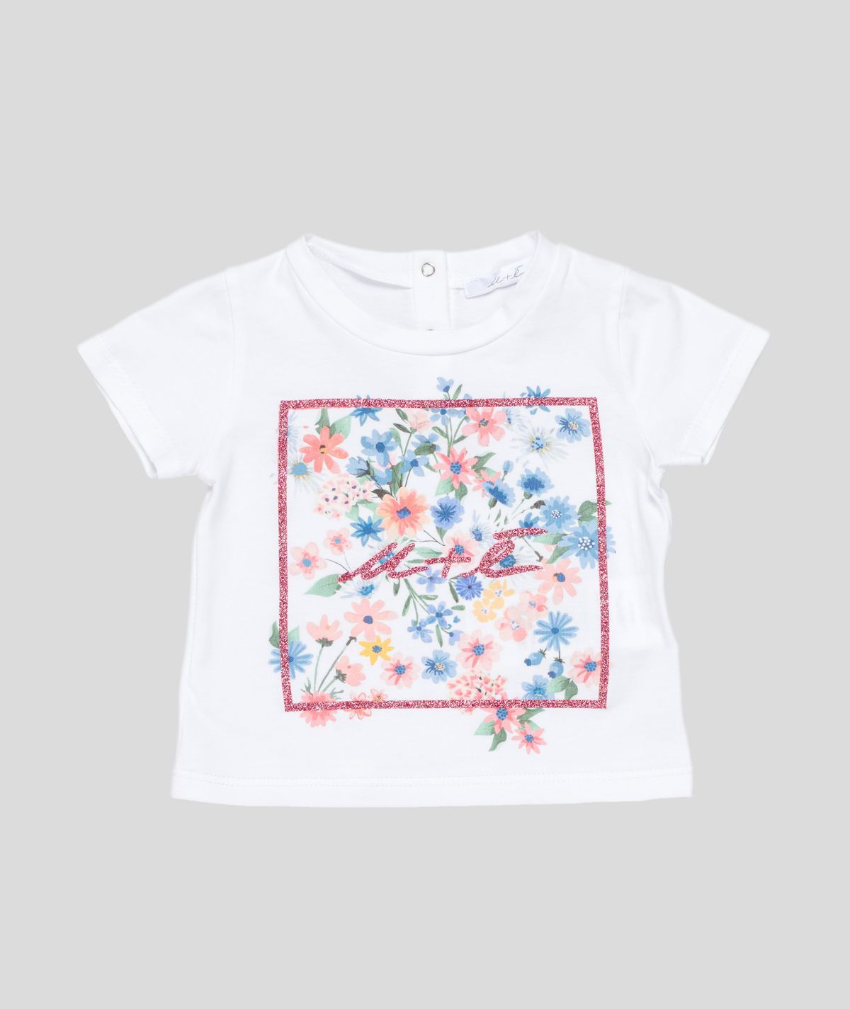 T-shirt in jersey con stampa fiori Logo