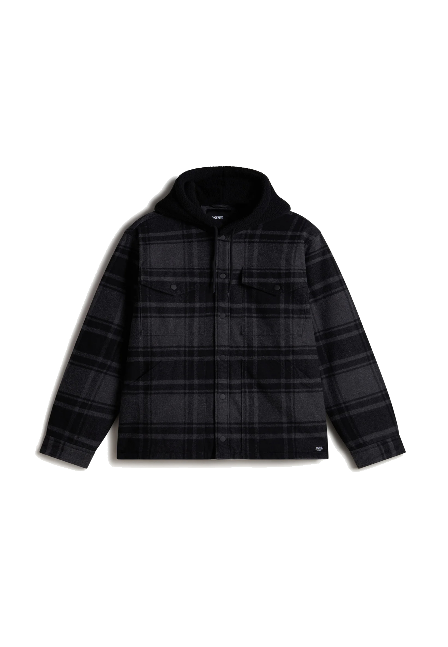 Giubbino  a camicia quadri grigio asfalto con Cappuccio