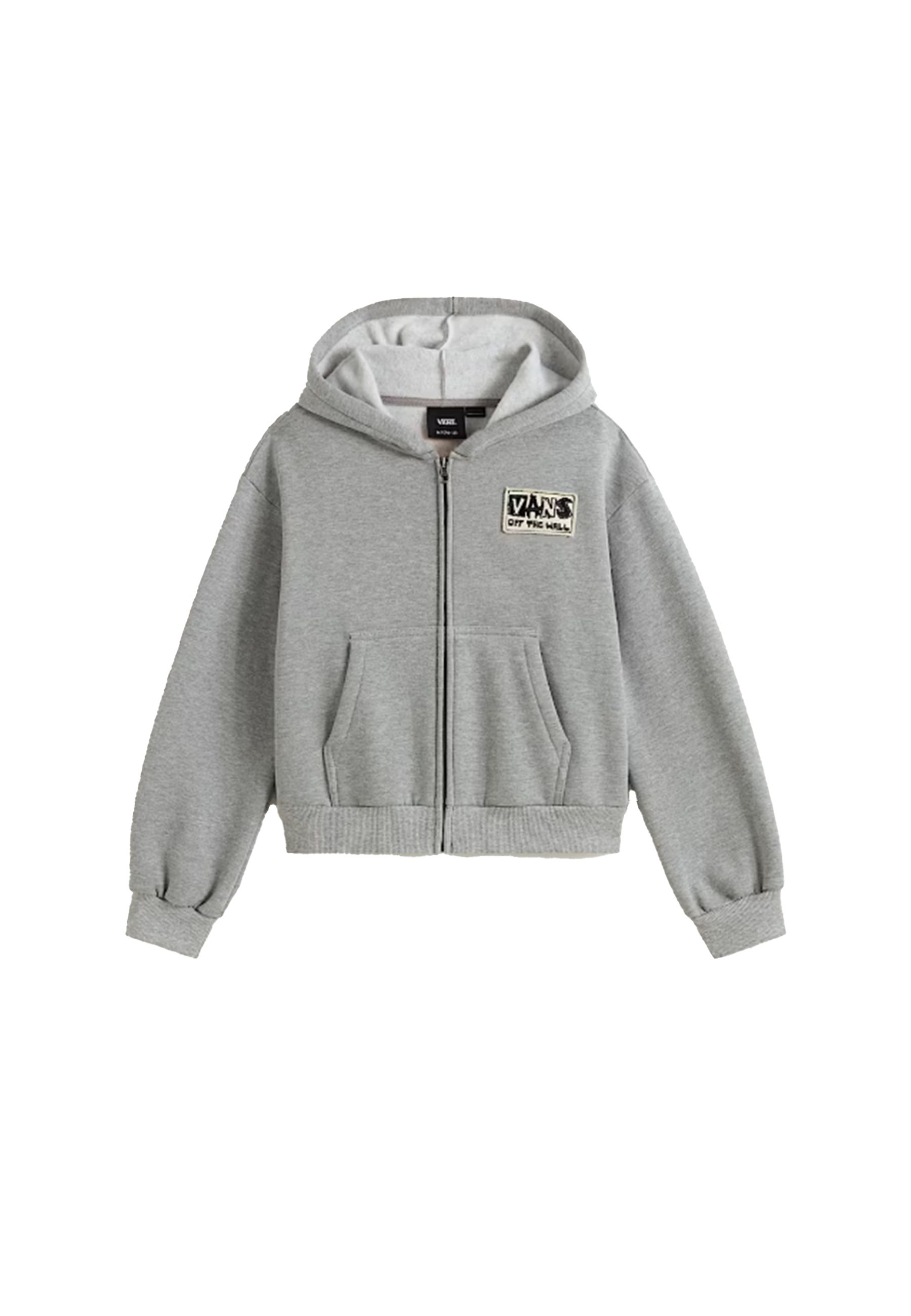 Felpa full Zip con Cappuccio grigio cemento