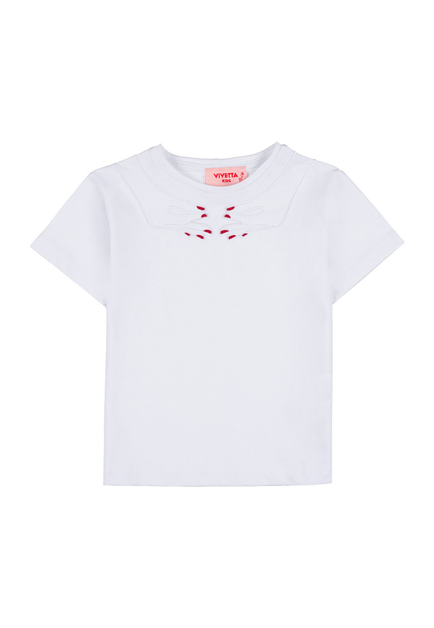 T-shirt bianca con collo a mani