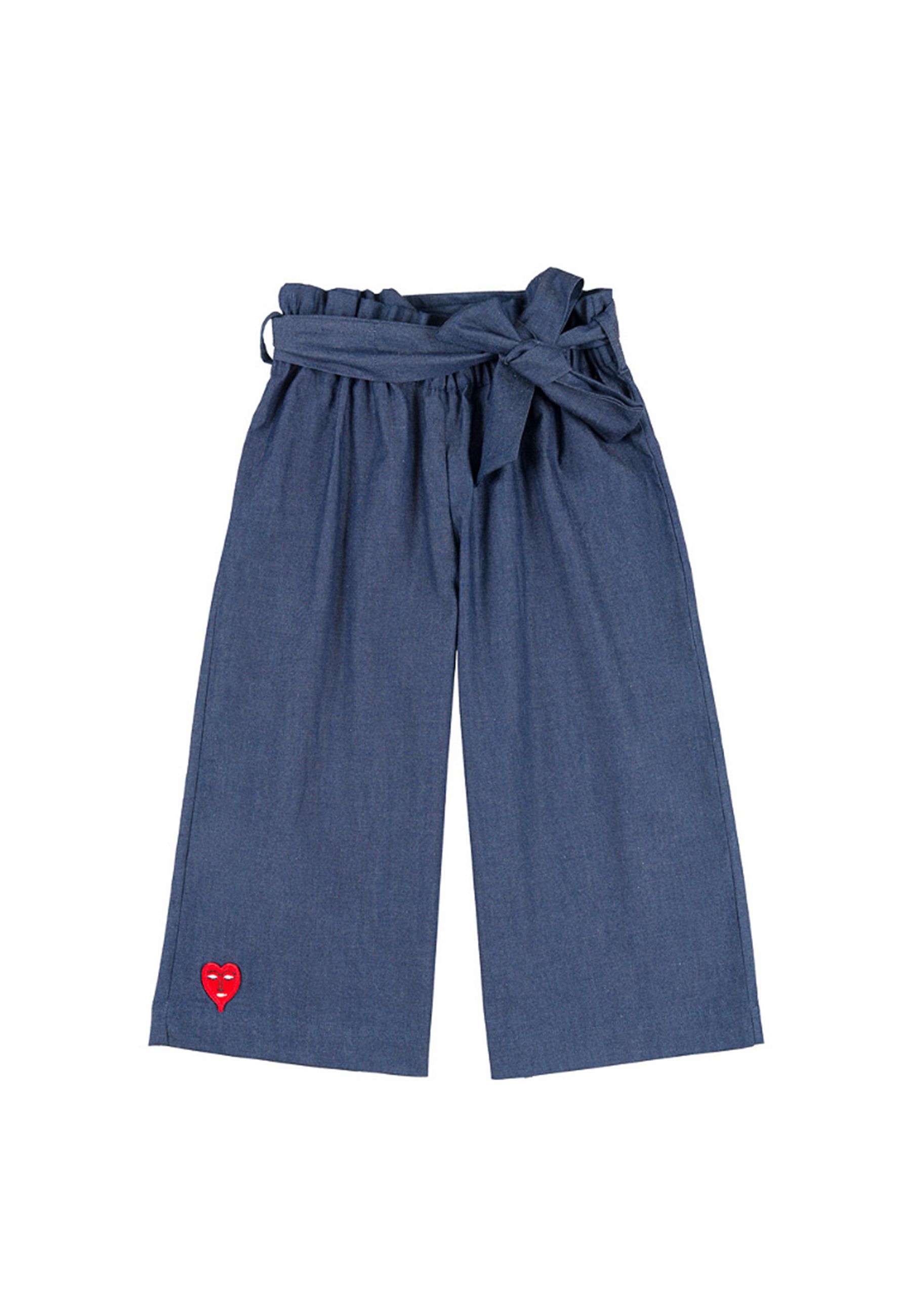 Pantalone lunghi blu con fiocco